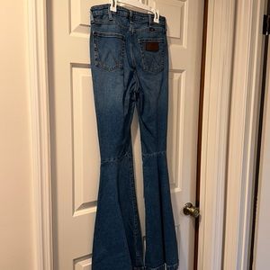 WOMENS RETRO HIGH RISE TRUMPET FLARE JEAN